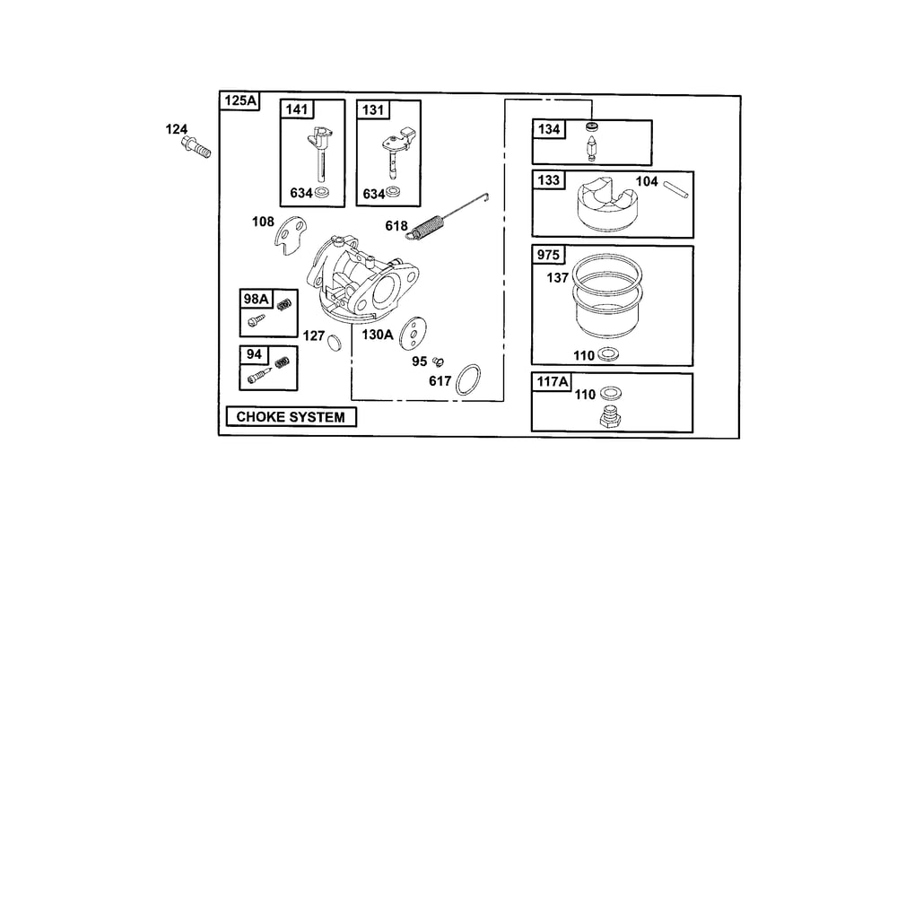 Carburetor 2 Diagram and Parts List for 12E800TO12E899  Briggs and Stratton Engine